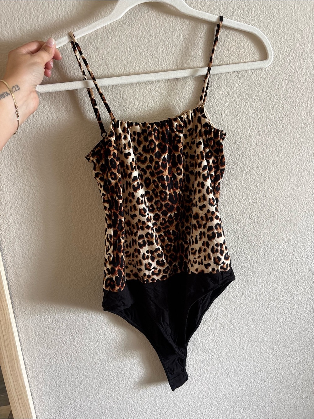 Leopard Print Spaghetti Strap One-Piece Bodysuit - Kids